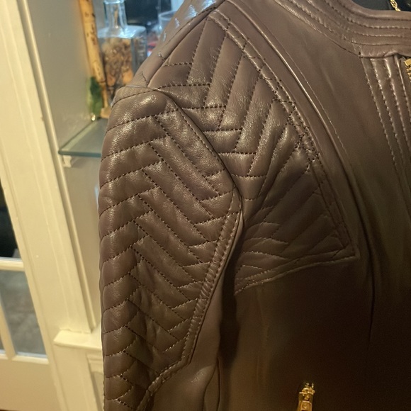 Michael Michael Kors Dark Brown Genuine Leather Moto Jacket size XS - Picture 10 of 12